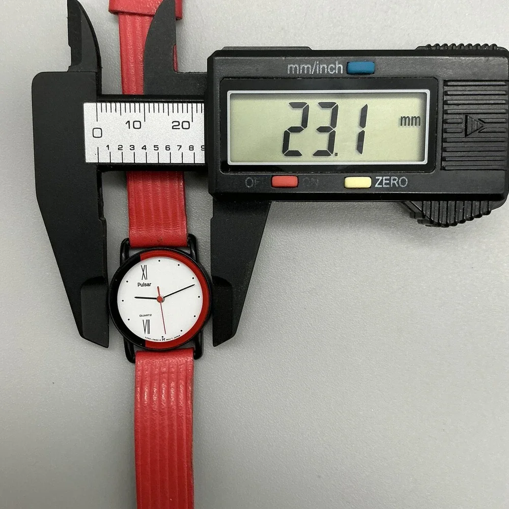 Pulsar V233-0100 Womens Watch 23mm White Dial Red Leather Quartz New Battery